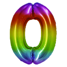 Balon folie cifra 0 85 cm Curcubeu