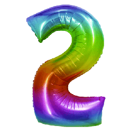 Balon folie cifra 2 Curcubeu