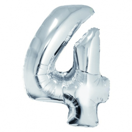 Balon folie cifra 4 Argintiu