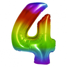 Balon folie cifra 4 Curcubeu