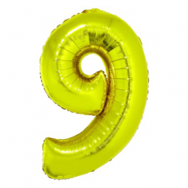 Balon folie cifra 9 Auriu