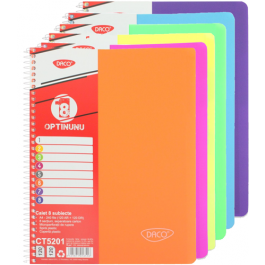 Caiet spira coperta plastic A4 240 file 8 subiecte Daco