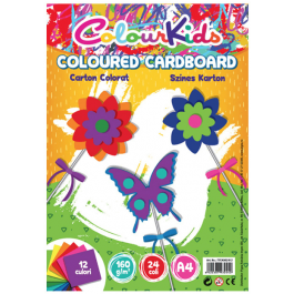 Carton colorat asortat A4 160g 12 culori 24 coli