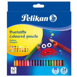 Creioane colorate Pelikan 24 culori triunghiulare