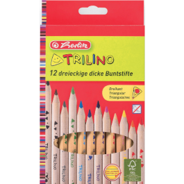 Creioane colorate triunghiulare Herlitz Trilino 12 culori