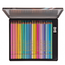 Creioane colorate cutie metalica Daco Pastel 24 culori