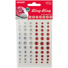 Diamante autoadezive Bling Bling - alb/rosu