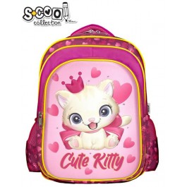 Ghiozdan 3D cu led S-Cool Cute Kitty SC2313