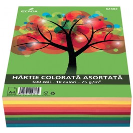 Hartie colorata asortata A4 75g 500 coli 10 culori