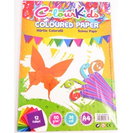 Hartie colorata asortata A4 80g 12 culori 36 coli