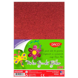 Hartie gumata glitter autoadeziva Uni DacoArt - Rosu