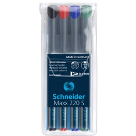 Marker OHP permanent Schneider Maxx 220S 4 culori/set