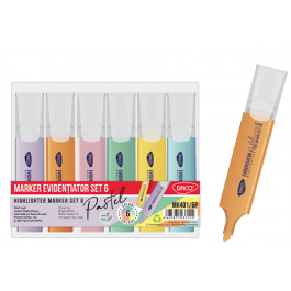 Marker evidentiator Daco Pastel 6 culori/set