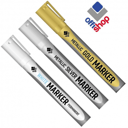 Marker permanent Offishop  - Alb, Argintiu, Auriu
