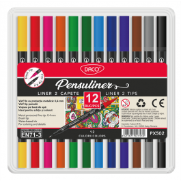 Pix liner si pensula Pensuliner 12 culori Daco