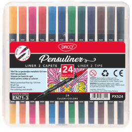 Pix liner si pensula Pensuliner 24 culori Daco