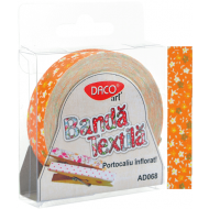 Banda textila autoadeziva imprimata Portocaliu Inflorat