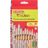 Creioane colorate triunghiulare Herlitz Trilino 12 culori