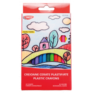 Creioane colorate cerate plastifiate Daco 12 culori + radiera si ascutitoare