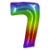 Balon folie cifra 7 Curcubeu