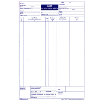 Aviz de insotire a marfii A4 3 exemplare autocopiativ