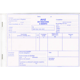 Aviz de insotire a marfii A5