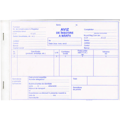 Aviz de insotire a marfii A5