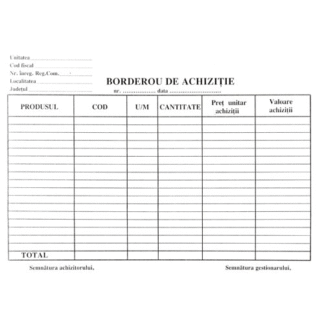 Borderou de achizitie