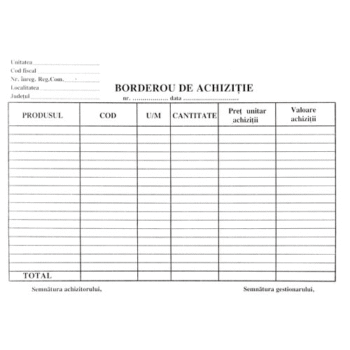 Borderou de achizitie