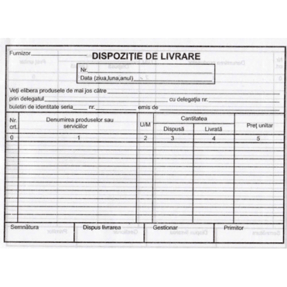 Dispozitie de livrare A5