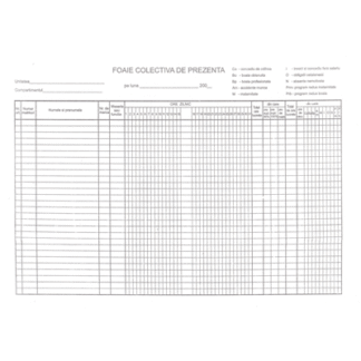 Foaie colectiva de prezenta A4 , 100 file