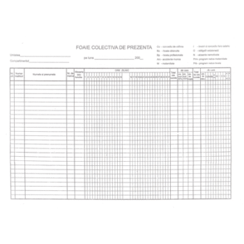 Foaie colectiva de prezenta A4 , 100 file