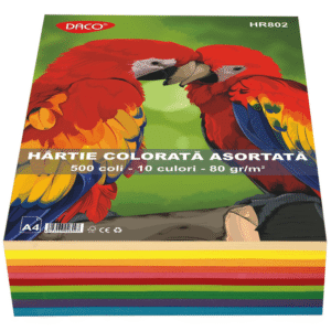 Hartie colorata asortata A4 80g 500 coli 10 culori