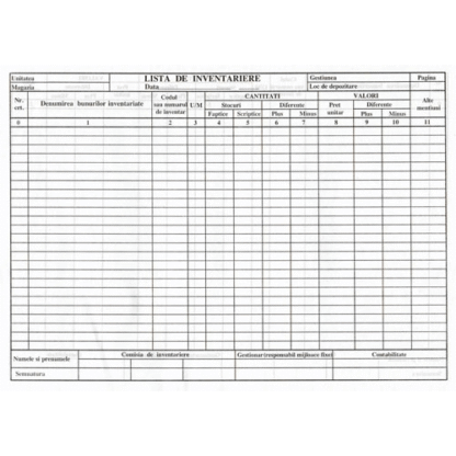Lista de inventariere A4