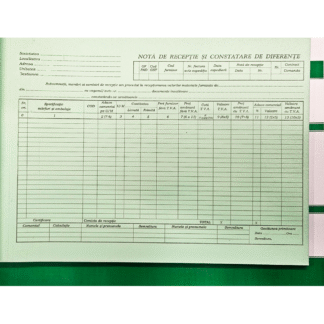 Nota de receptie nir autocopiativ coperta verde