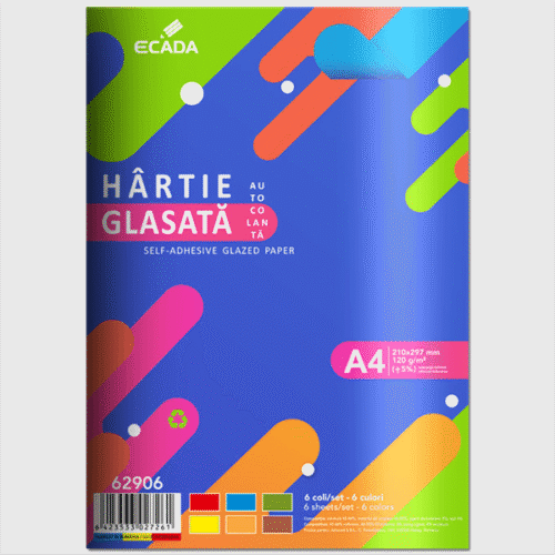 Hartie glasata autocolanta lucioasa A4