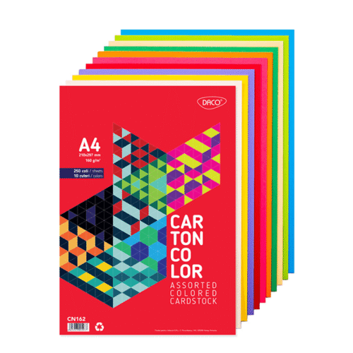 Carton colorat asortat A4 160g 10 culori 250 coli