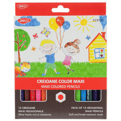 Creioane colorate groase Daco Maxi 12 culori