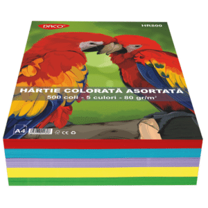 Hartie colorata asortata A4 80g 500 coli 5 culori