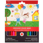 Creioane colorate groase Daco Maxi 12 culori - hexagonale