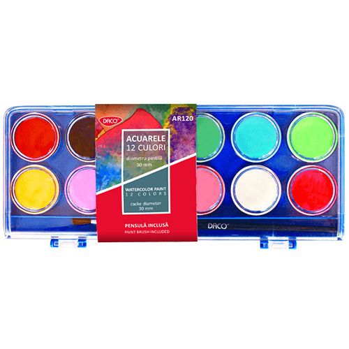 Acuarele pastile Daco 12 culori 30mm