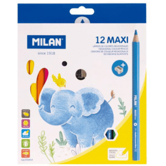 Creioane colorate groase Milan Maxi 12 culori hexagonale