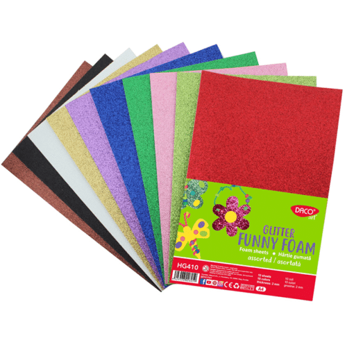 Hartie gumata glitter 10 culori Daco