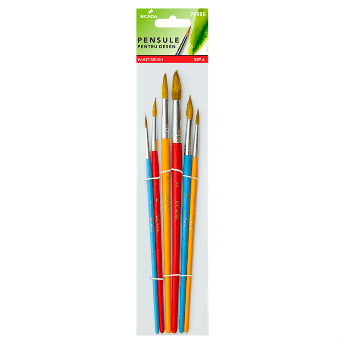 Pensule scolare Ecada 6buc Pensule scolare Ecada 6buc