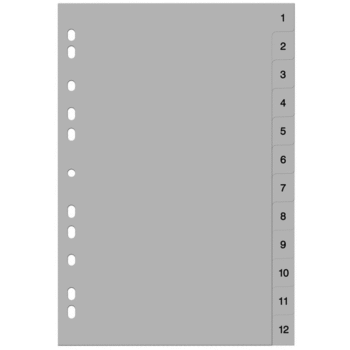 Separatoare index din plastic - cifre 1-12