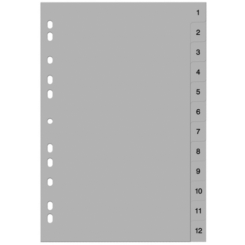 Separatoare index din plastic - cifre 1-12