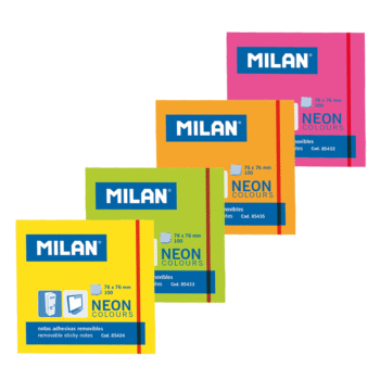 Notes autoadeziv neon 76x76mm Milan - Roz, Galben, Verde, Portocaliu