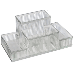 Suport birou 4 compartimente Ecada - Argintiu