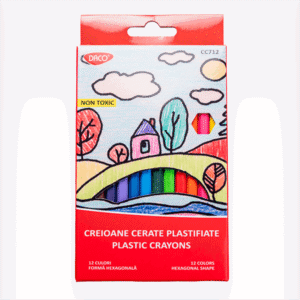 Creioane colorate cerate plastifiate Daco 12 culori radiera si ascutitoare