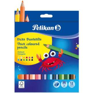 Creioane colorate groase Pelikan 12 culori + ascutitoare